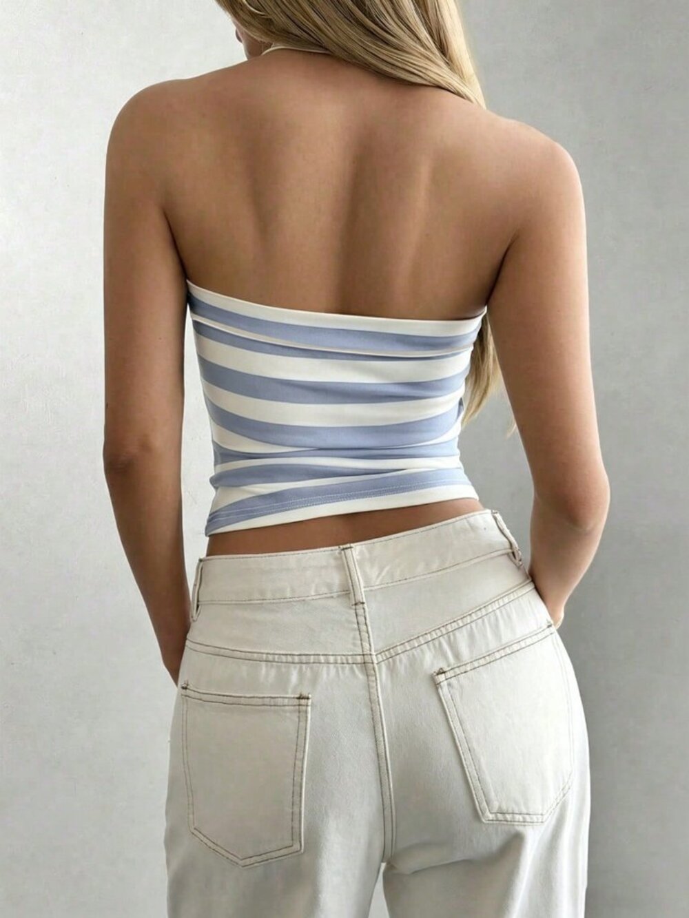 Light Blue Casual Women's Light Sexy Striped Camisole - Picture 3 of 9